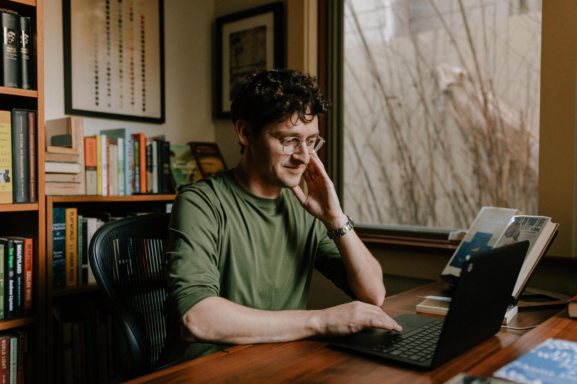 A writing desk and curious writing partner | Ben Steinhorn